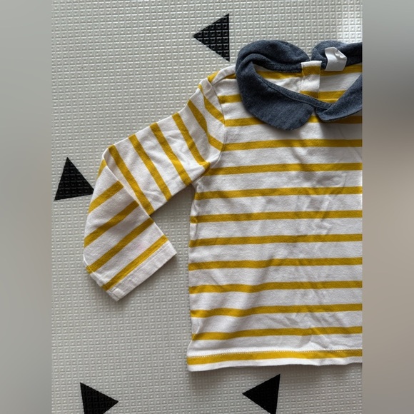 GAP|Baby girl,toddler Yellow striped Long Sleeve Top, Peterpan collar•••preppy - Picture 1 of 6